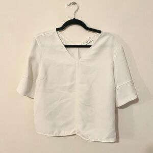 Sandro White V-Neck Blouse